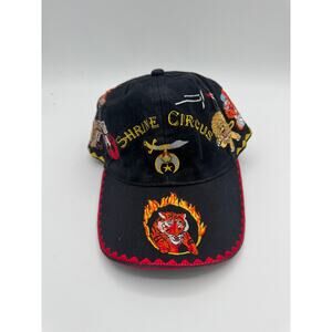 Shriners Shrine Circus Black Red All Over Embroidered Ball Cap Strapback Hat